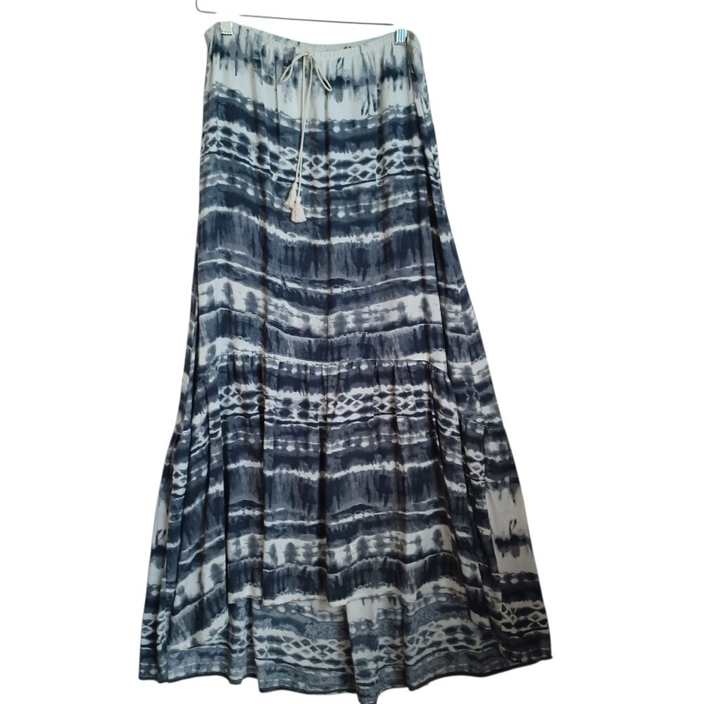 Love Stitch Maxi Skirt Tiered Gray Tie Dye Boho Festival‎ Womens Small